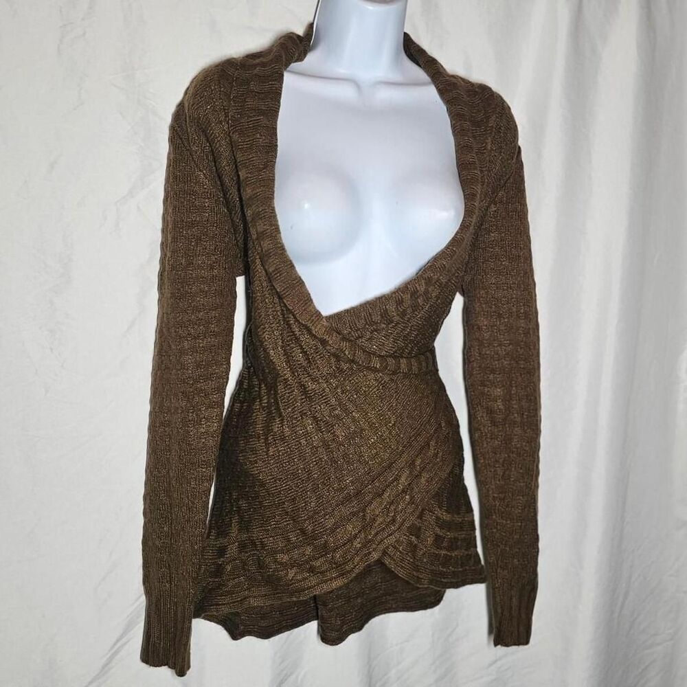 brown knit deep v neck grunge fall vintage y2k sweater top